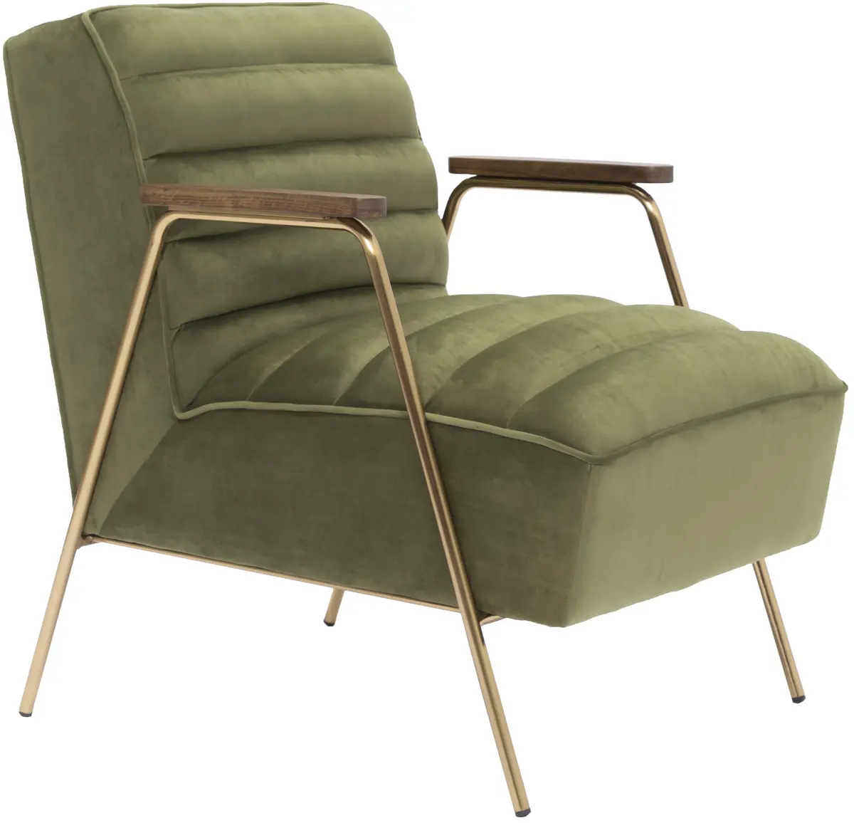 Woodford Olive Velvet Accent Chair 1