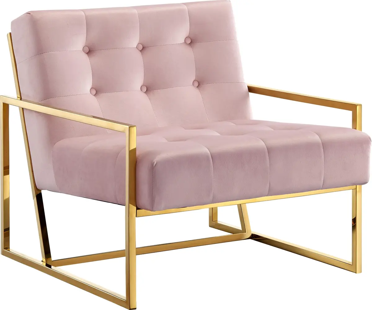 Pierre Pink Velvet Accent Chair 1