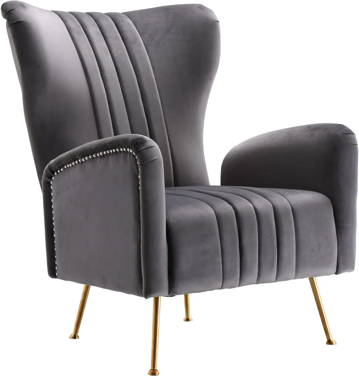 Opera Grey Velvet Accent Chair 1