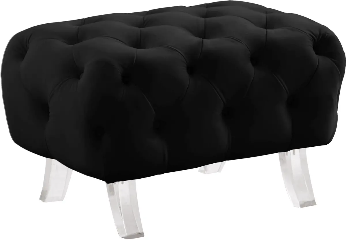 Crescent Black Velvet Ottoman 1