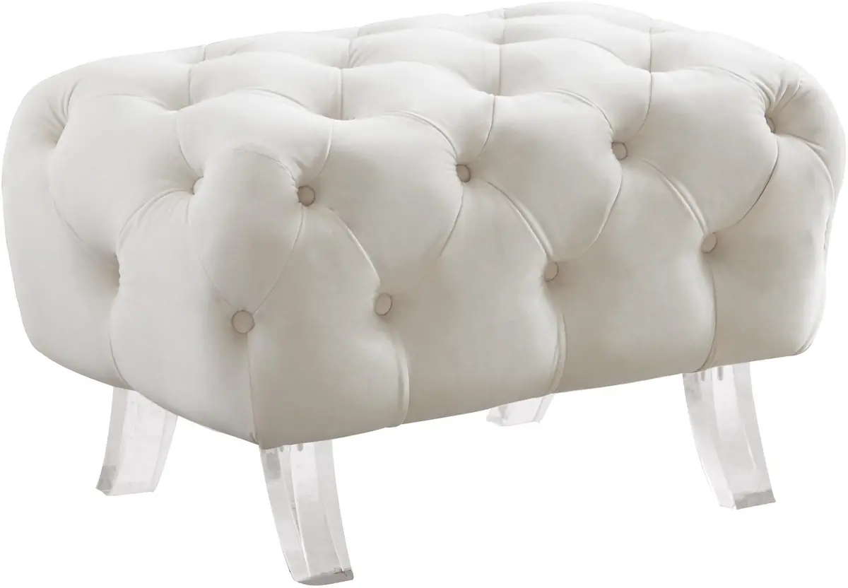 Crescent Cream Velvet Ottoman 1