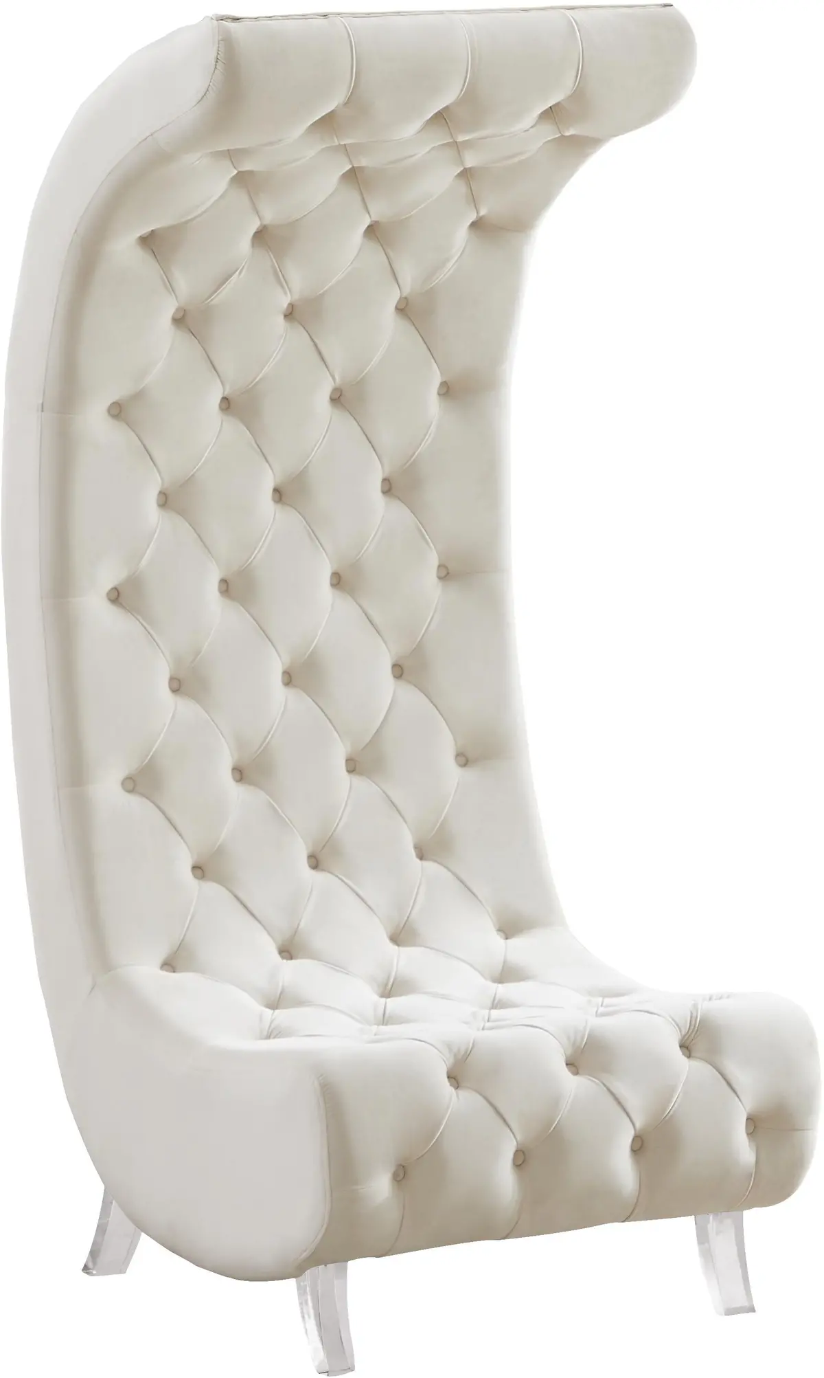 Crescent Cream Velvet Accent Chair 1