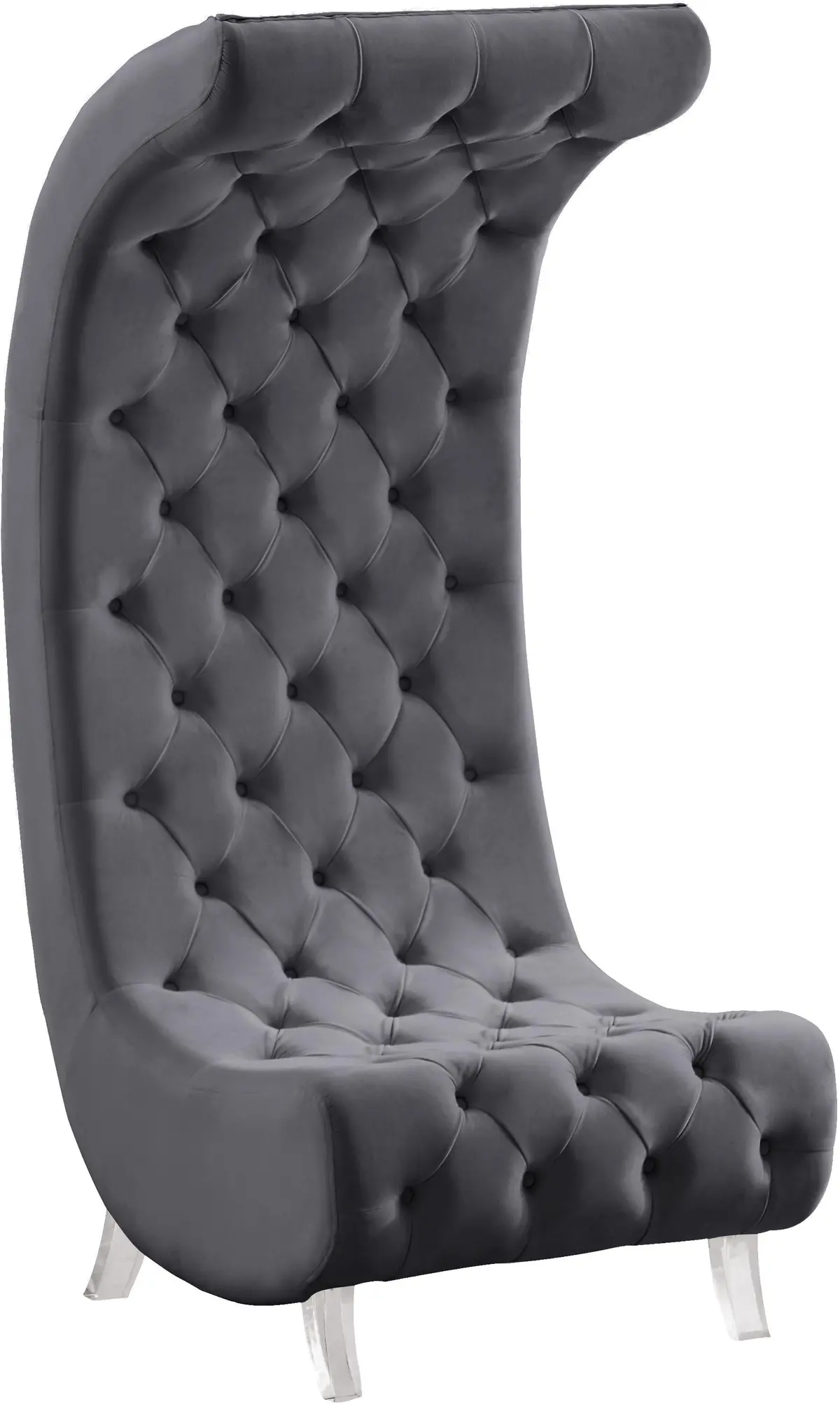 Crescent Grey Velvet Accent Chair 1