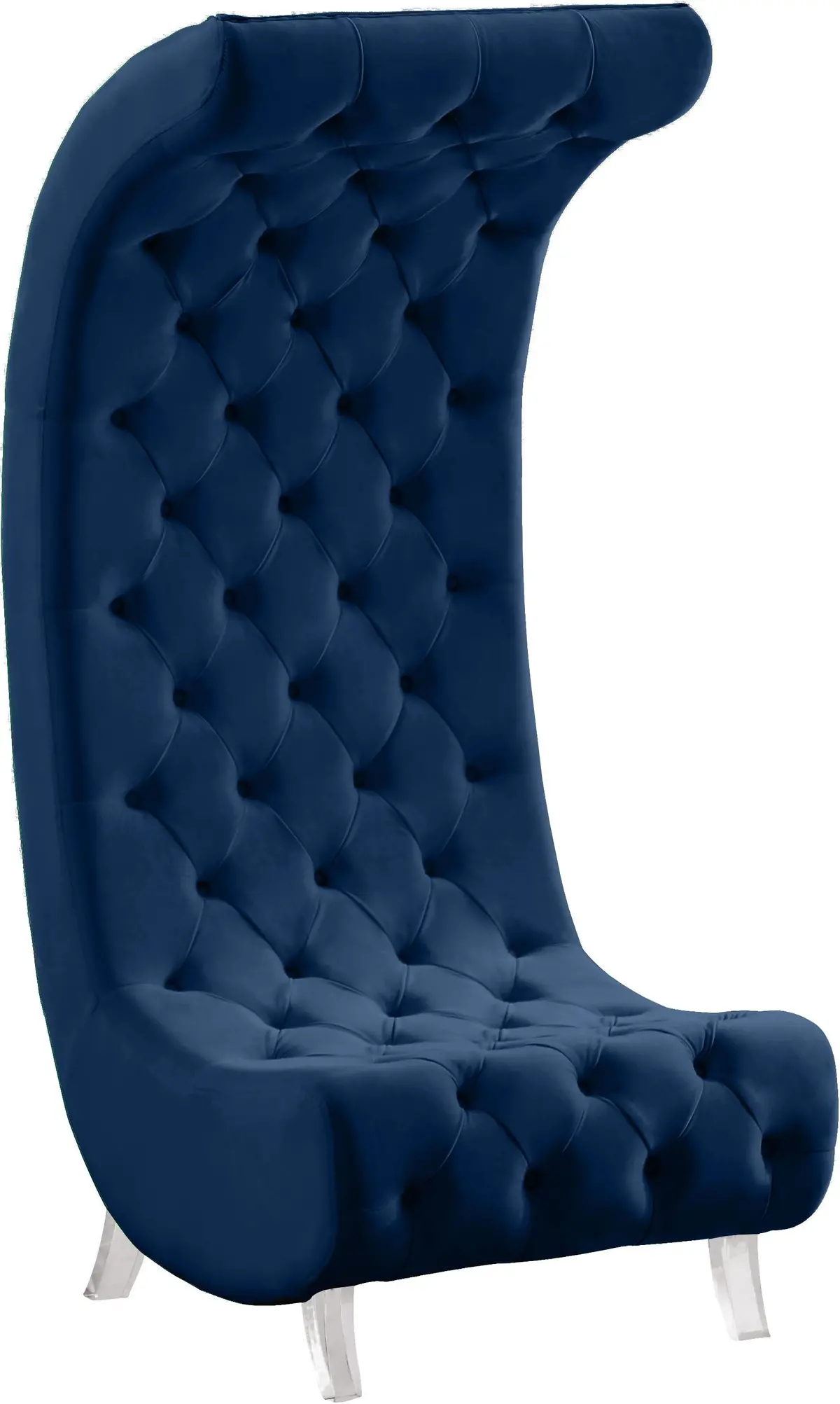 Crescent Navy Velvet Accent Chair 1