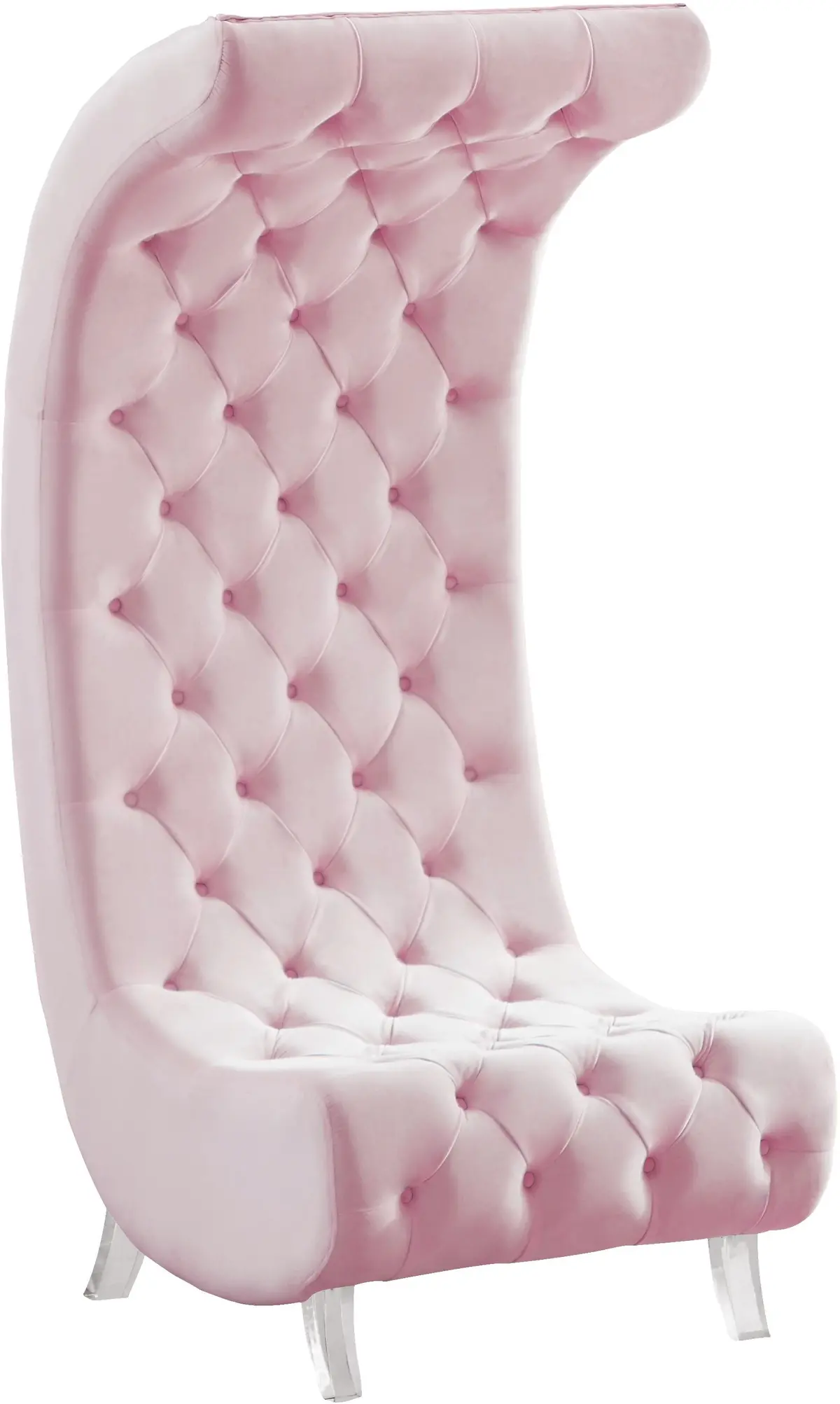 Crescent Pink Velvet Accent Chair 1