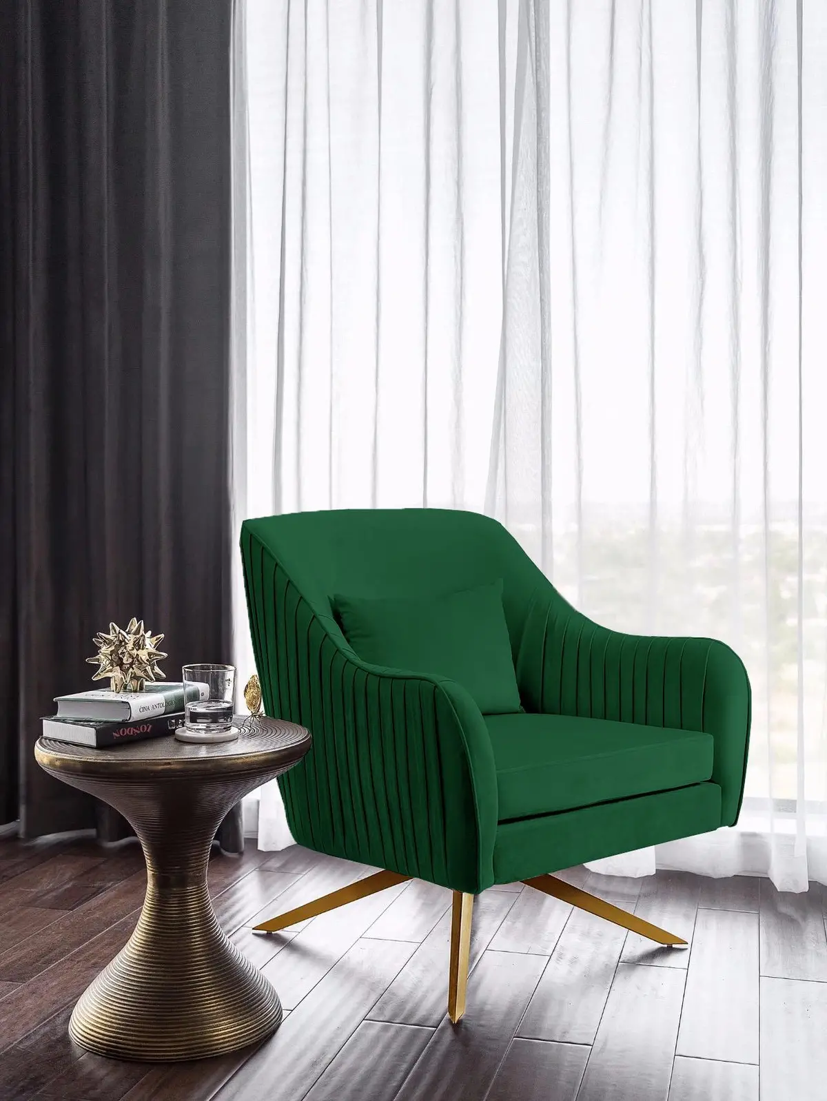 Paloma Green Velvet Accent Chair 2