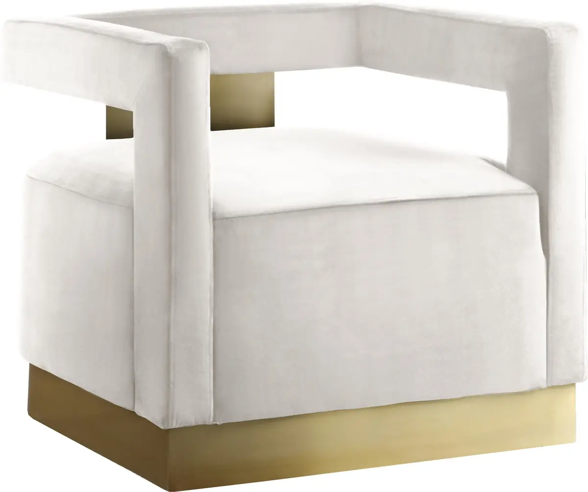 Armani Cream Velvet Accent Chair 1