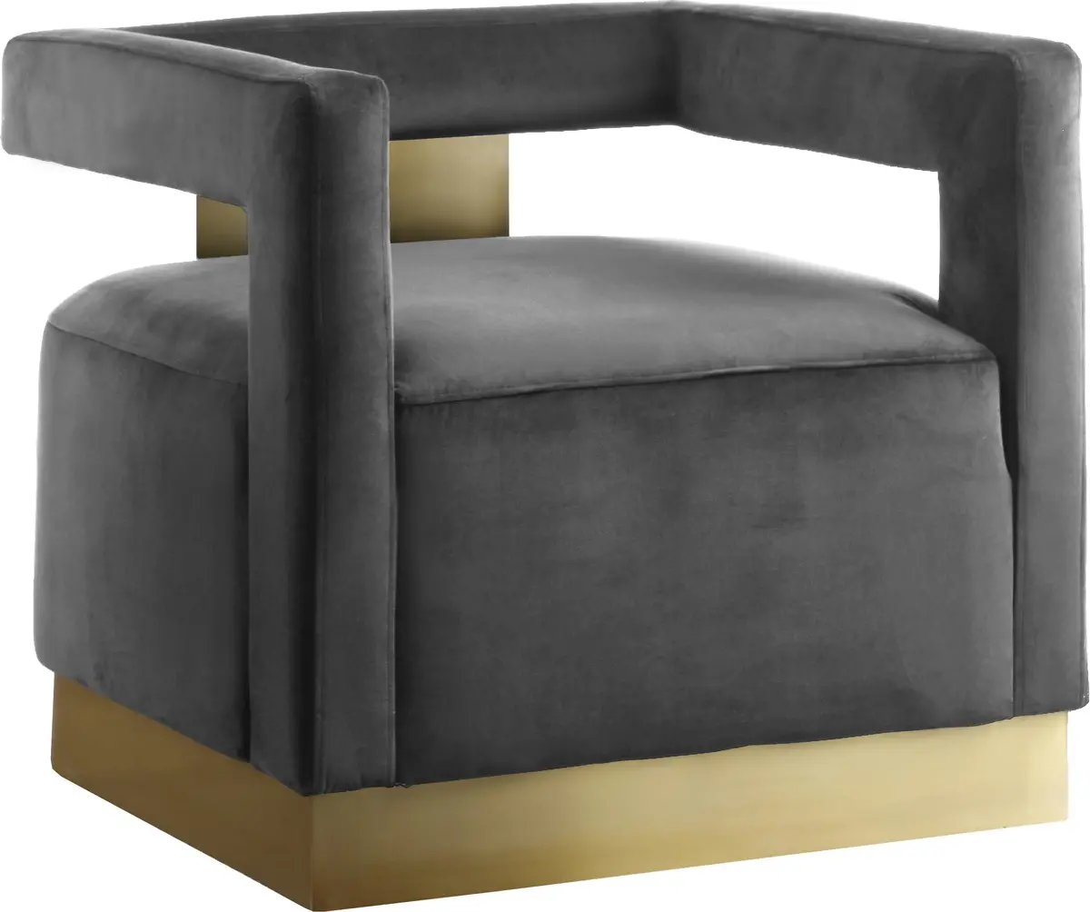 Armani Grey Velvet Accent Chair 1