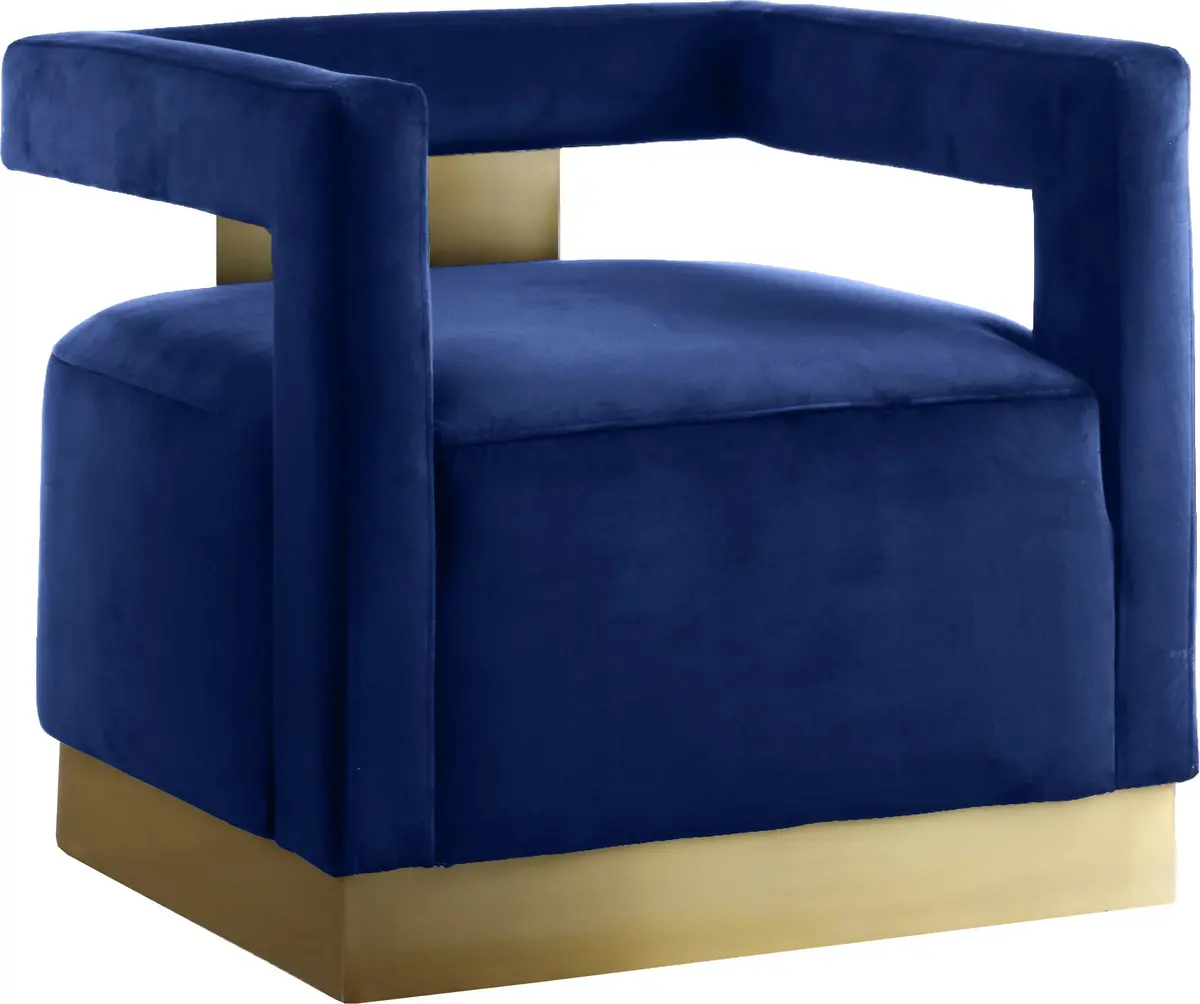 Armani Navy Velvet Accent Chair 1