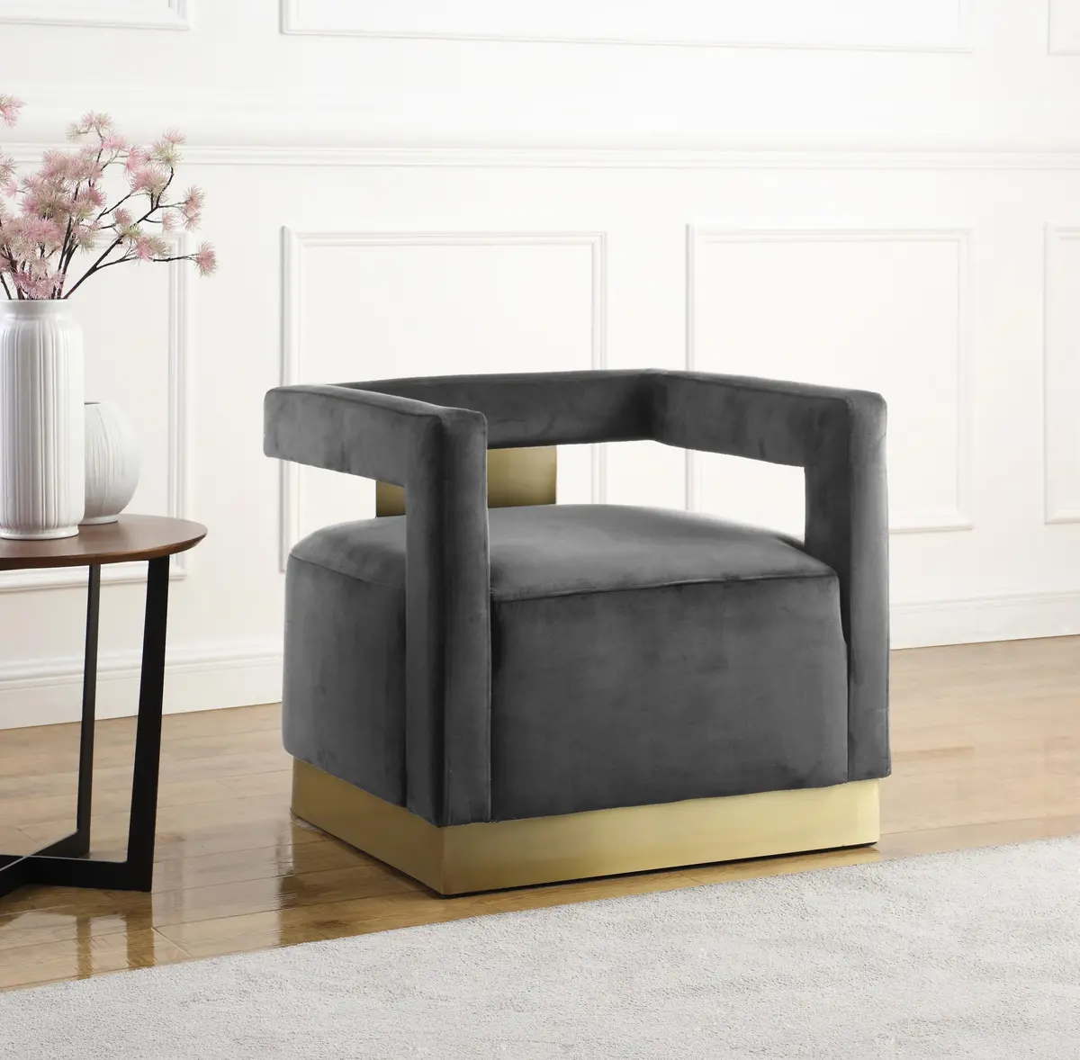 Armani Grey Velvet Accent Chair 2