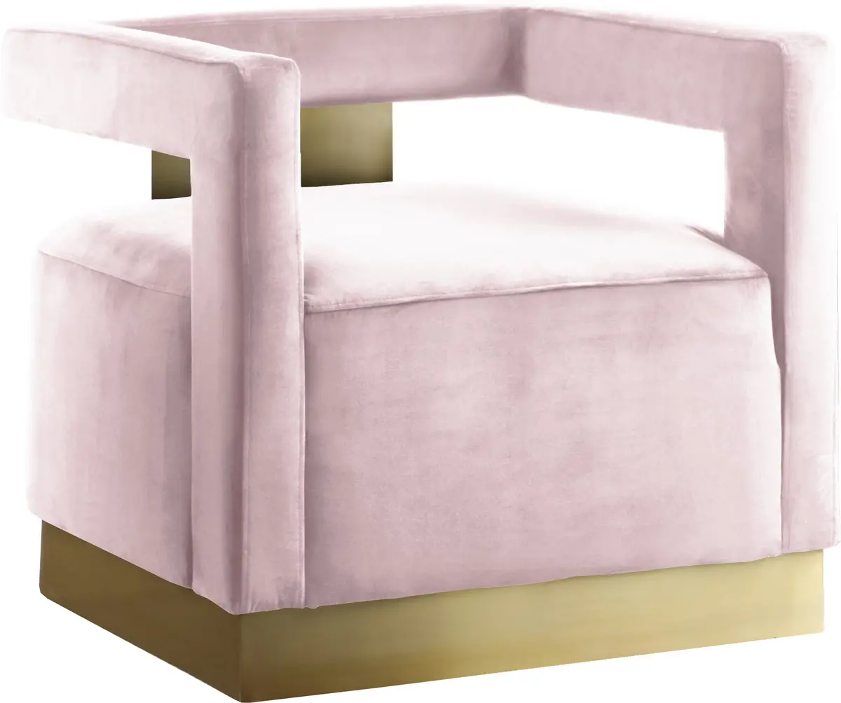 Armani Pink Velvet Accent Chair 1