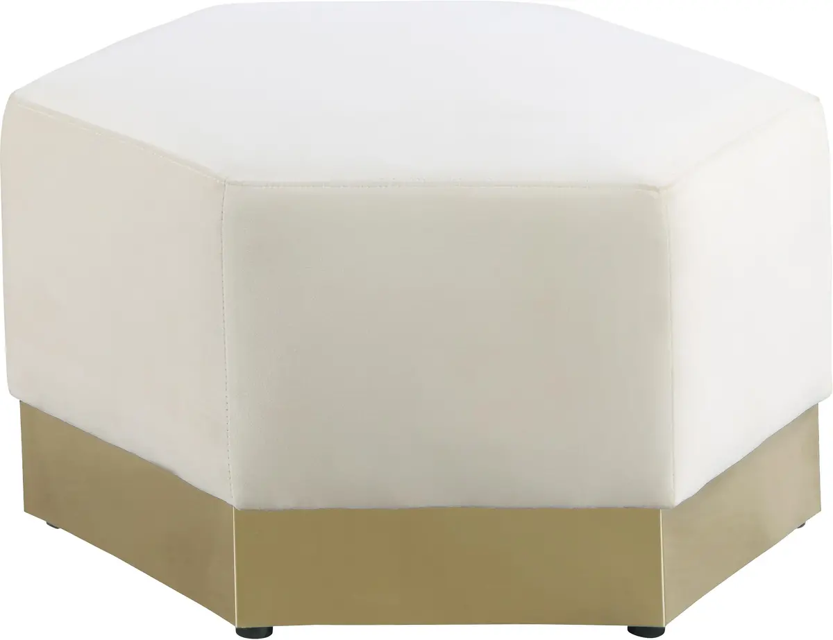 Marquis Cream Velvet Ottoman 1