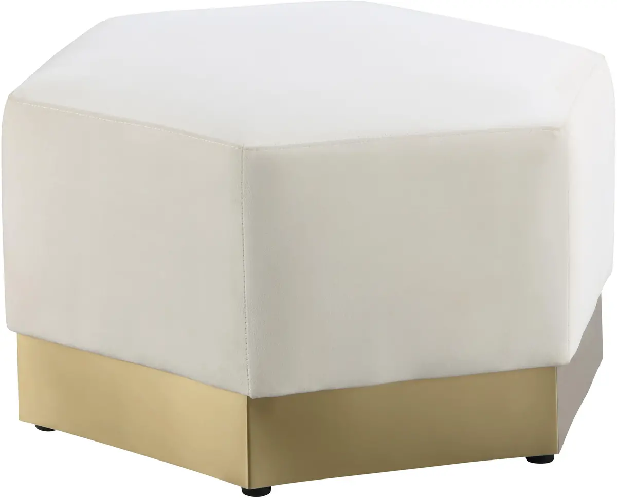 Marquis Cream Velvet Ottoman 2