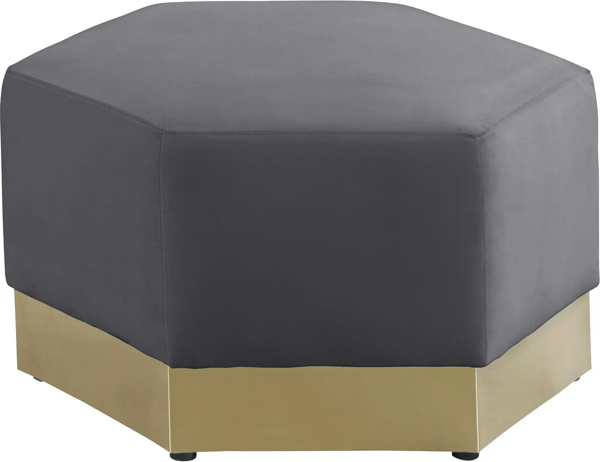 Marquis Grey Velvet Ottoman 1