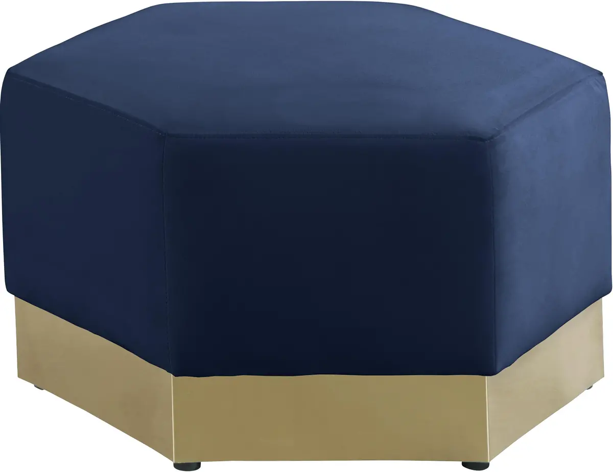 Marquis Navy Velvet Ottoman 1
