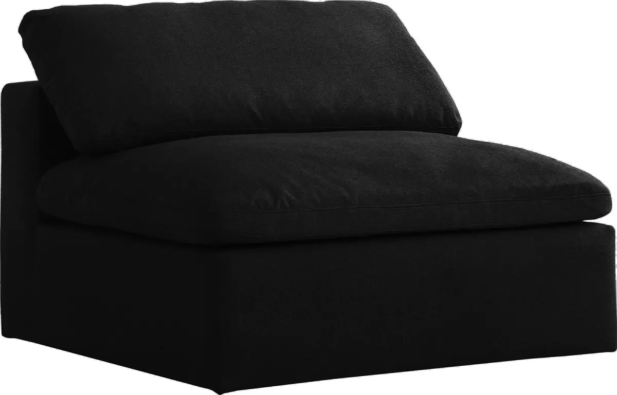 Serene Black Linen Fabric Deluxe Cloud Armless Chair 1