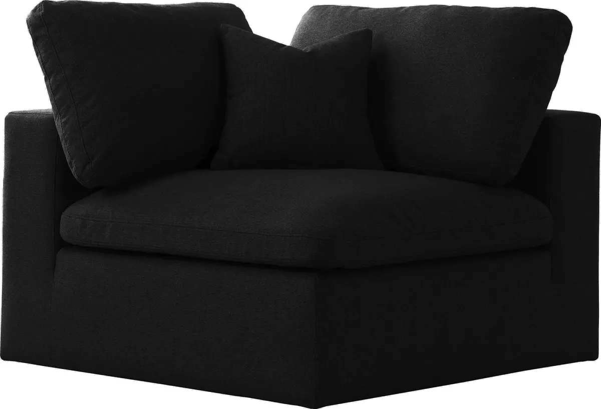 Serene Black Linen Fabric Deluxe Cloud Corner Chair 1