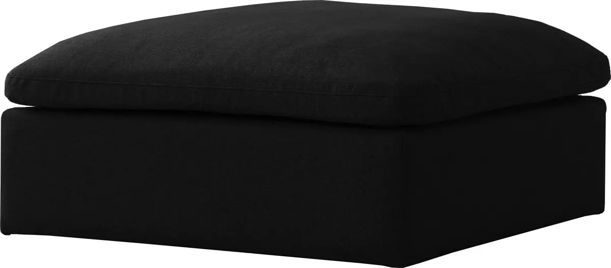 Serene Black Linen Fabric Deluxe Cloud Ottoman 1