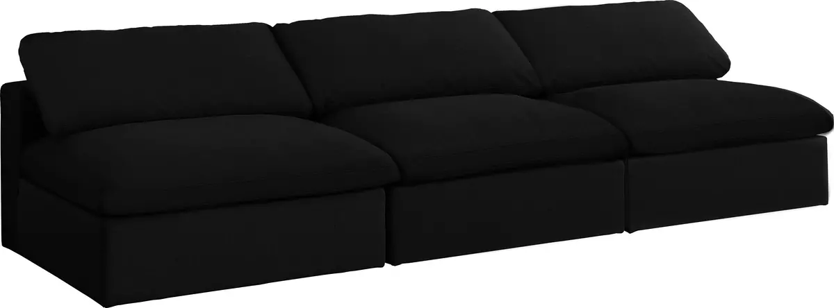 Serene Black Linen Fabric Deluxe Cloud Modular Armless Sofa 1