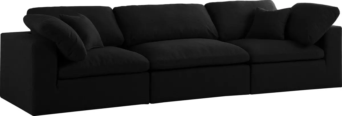 Serene Black Linen Fabric Deluxe Cloud Modular Sofa 1