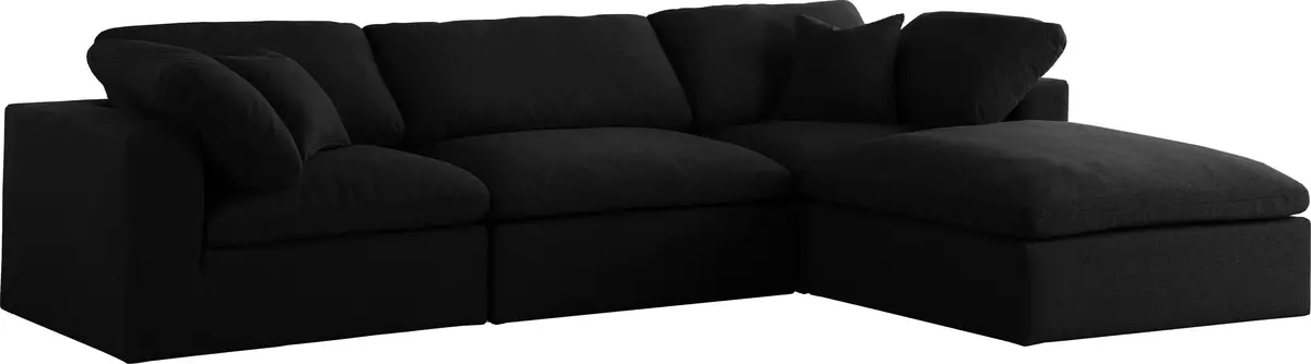 Serene Black Linen Fabric Deluxe Cloud Modular Sectional 1