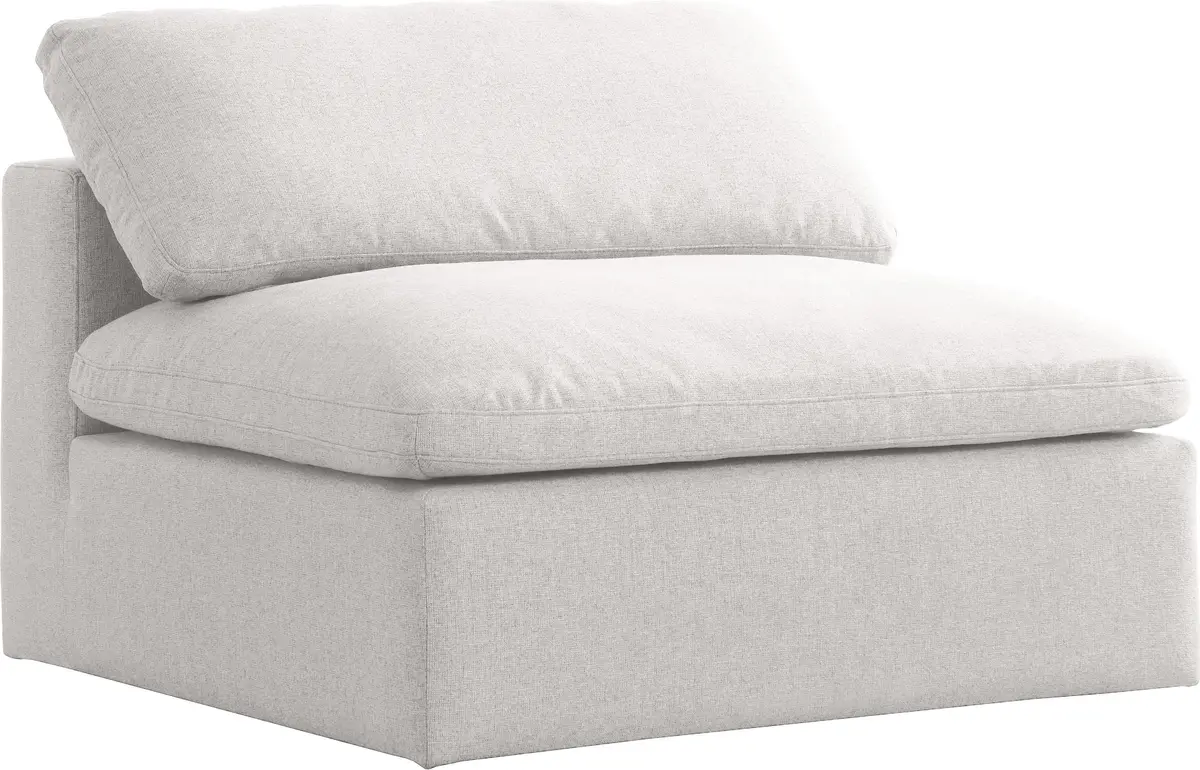 Serene Cream Linen Fabric Deluxe Cloud Armless Chair 1