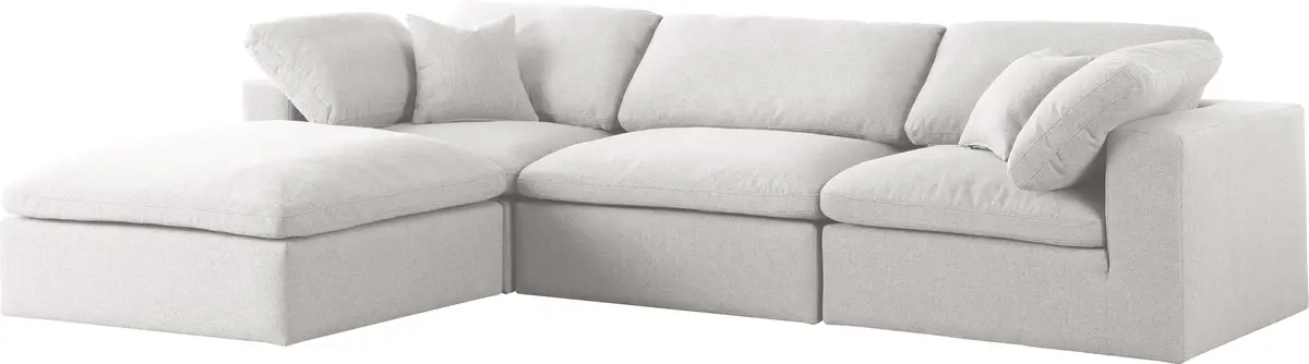 Serene Cream Linen Fabric Deluxe Cloud Modular Sectional 1
