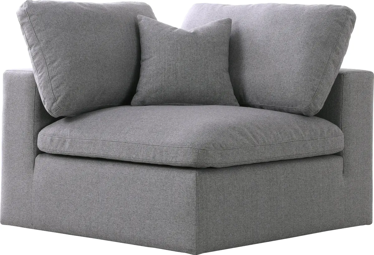 Serene Grey Linen Fabric Deluxe Cloud Corner Chair 1