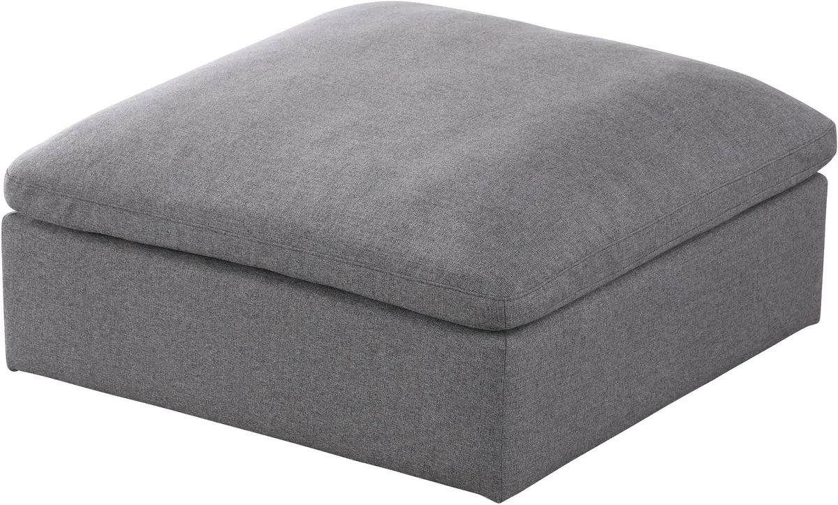 Serene Grey Linen Fabric Deluxe Cloud Ottoman 1