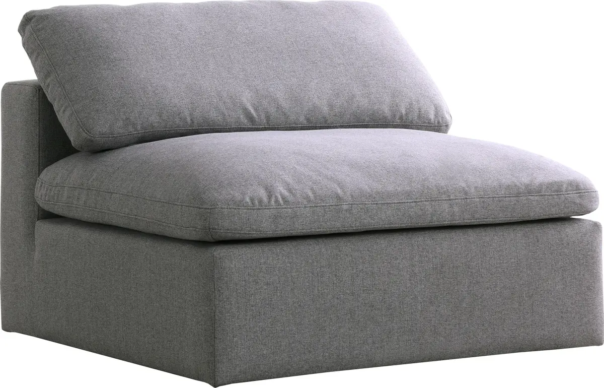 Serene Grey Linen Fabric Deluxe Cloud Armless Chair 1
