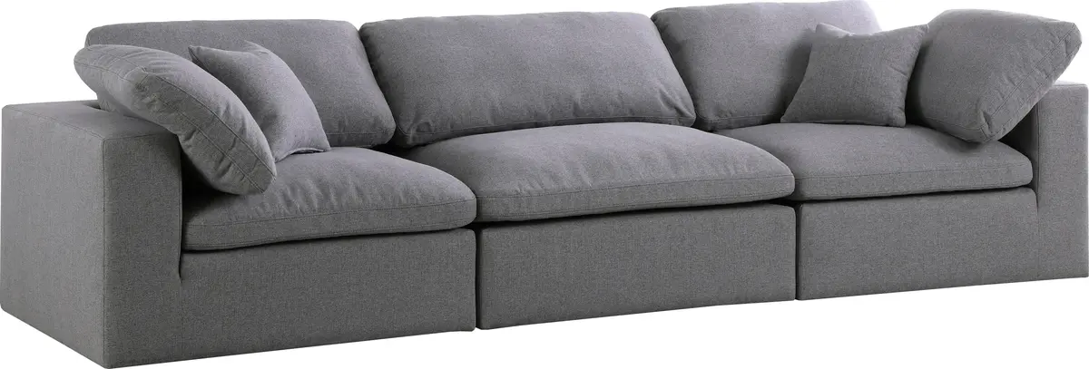 Serene Grey Linen Fabric Deluxe Cloud Modular Sofa 1