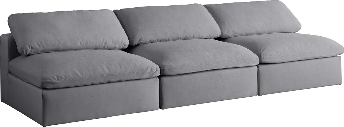 Serene Grey Linen Fabric Deluxe Cloud Modular Armless Sofa 1