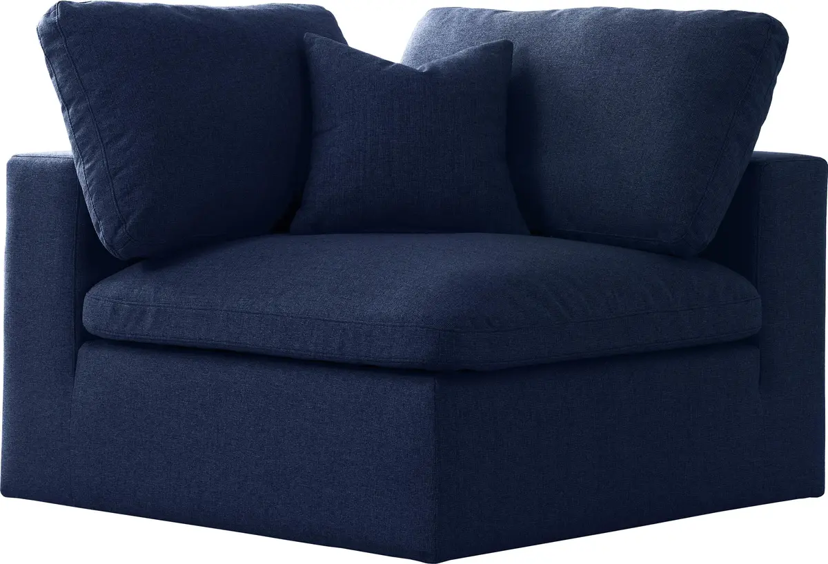 Serene Navy Linen Fabric Deluxe Cloud Corner Chair 1