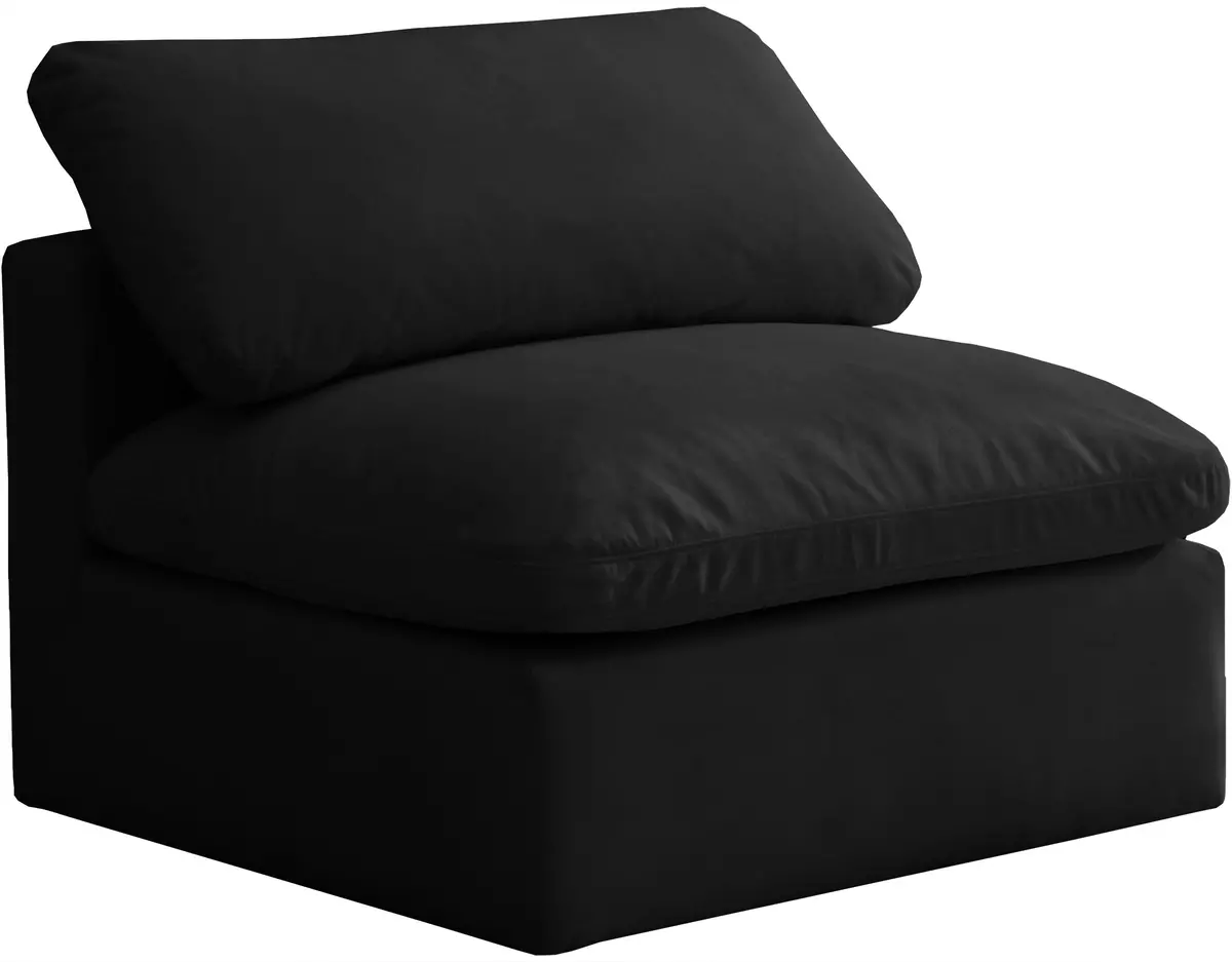 Plush Black Velvet Standard Cloud Modular Armless Chair 1
