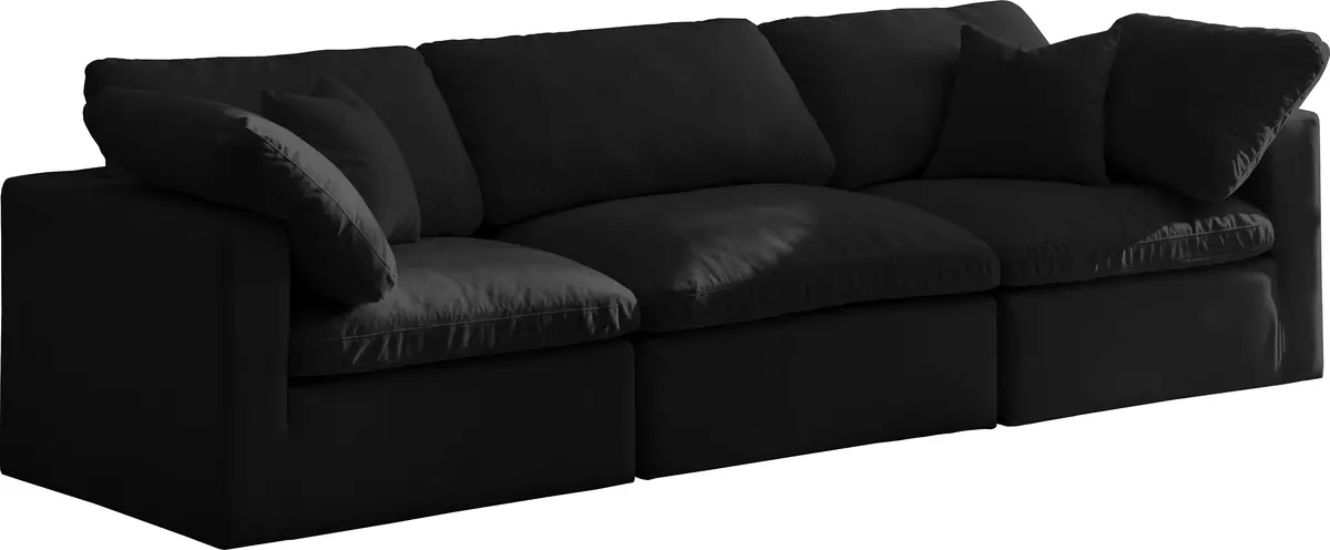 Plush Black Velvet Standard Cloud Modular Sofa 1
