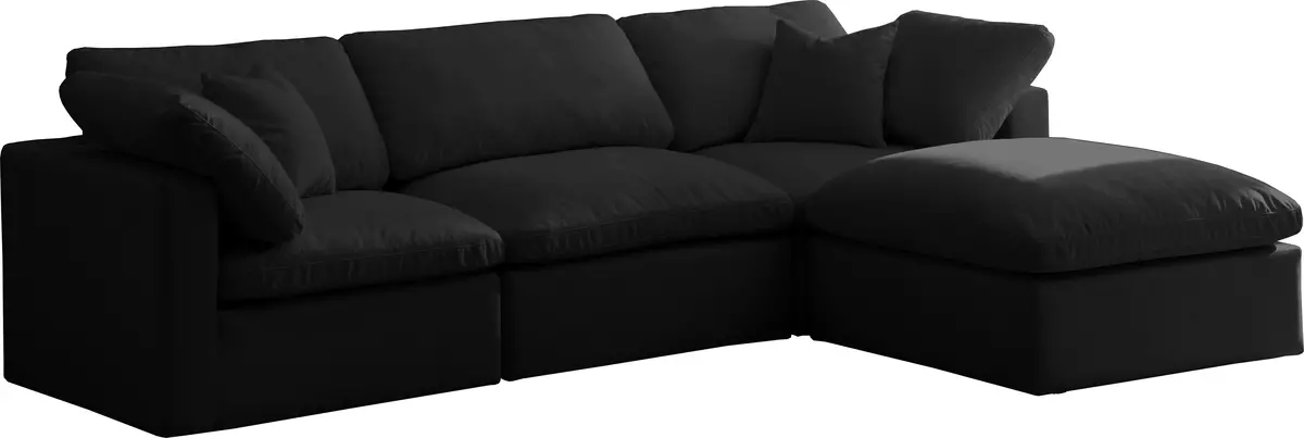 Plush Black Velvet Standard Cloud Modular Sectional 1