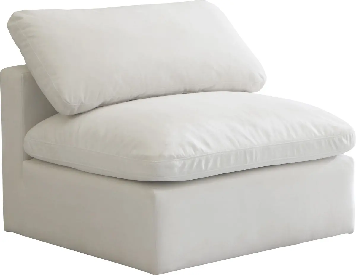 Plush Cream Velvet Standard Cloud Modular Armless Chair 1