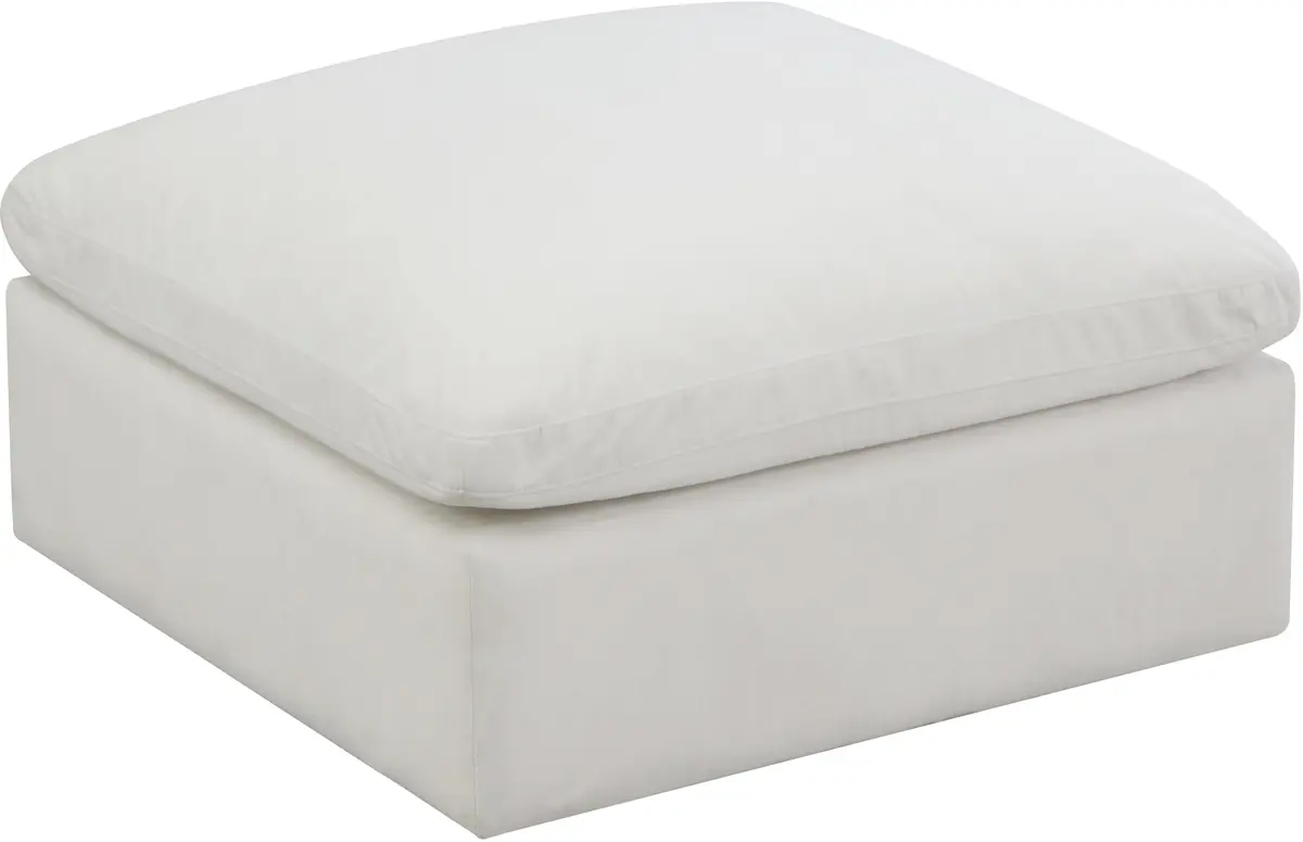 Plush Cream Velvet Standard Cloud Modular Ottoman 1