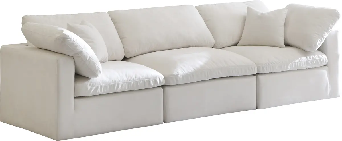 Plush Cream Velvet Standard Cloud Modular Sofa 1