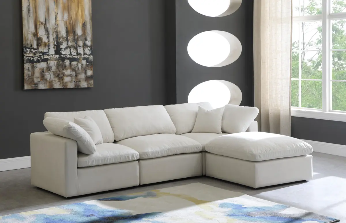 Plush Cream Velvet Standard Cloud Modular Sectional 2