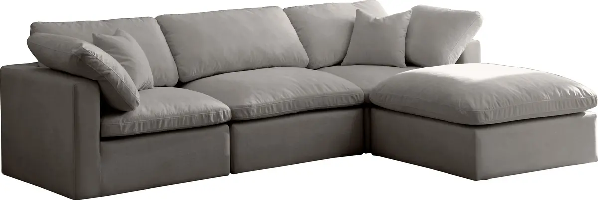 Plush Grey Velvet Standard Cloud Modular Sectional 1