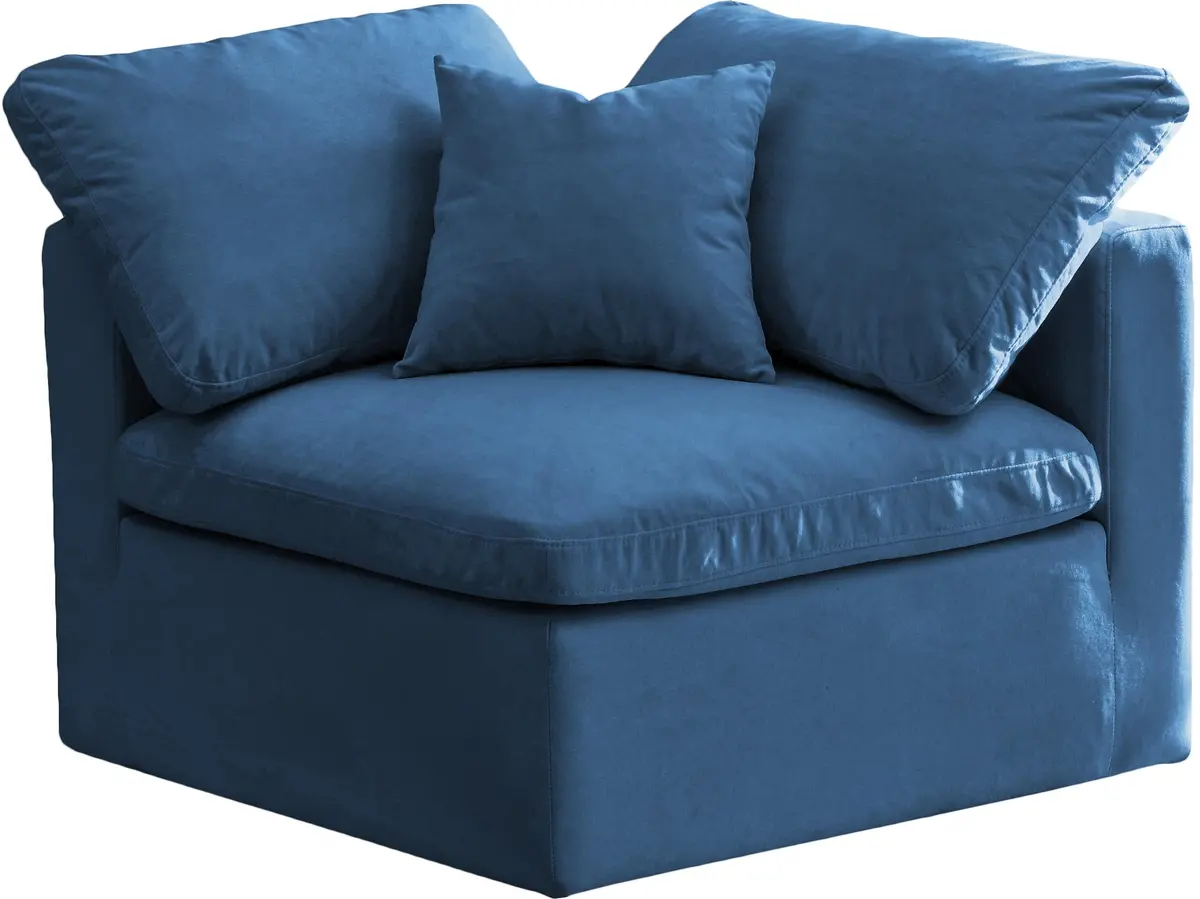 Plush Navy Velvet Standard Cloud Modular Corner Chair 1