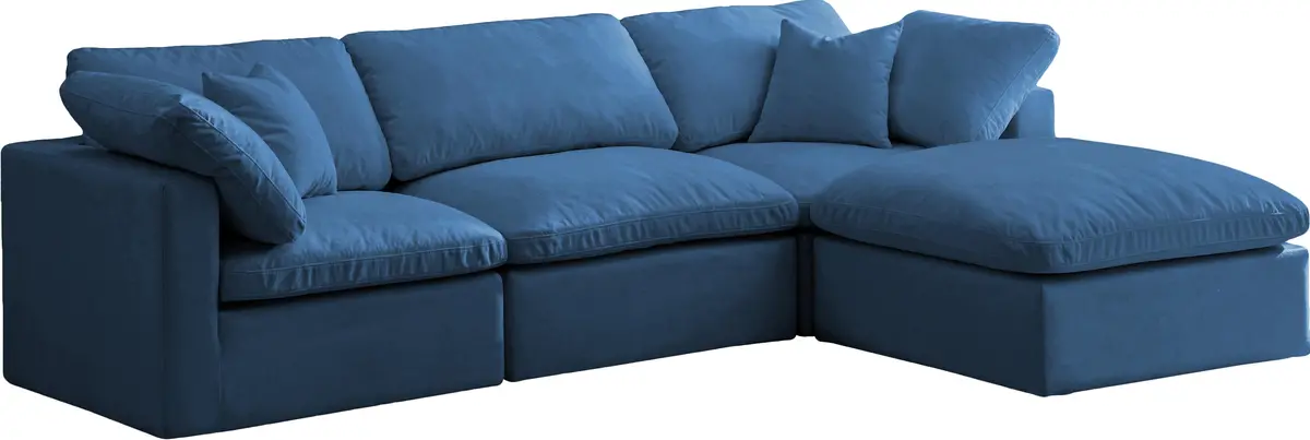Plush Navy Velvet Standard Cloud Modular Sectional 1