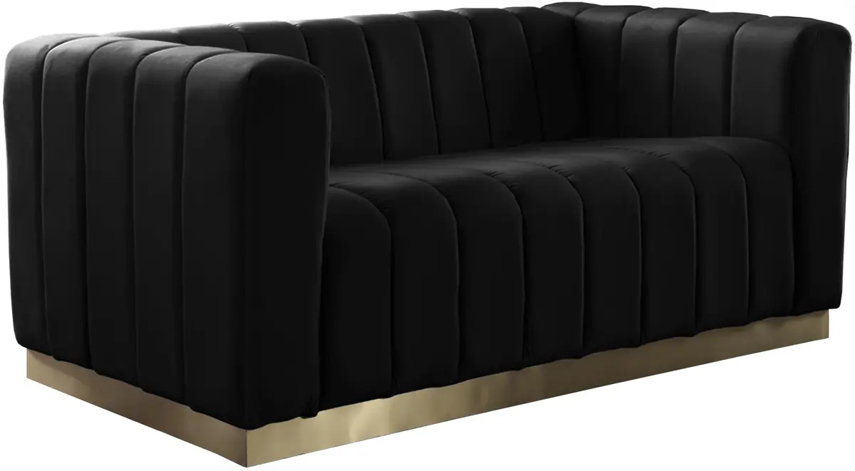 Marlon Black Velvet Loveseat 1