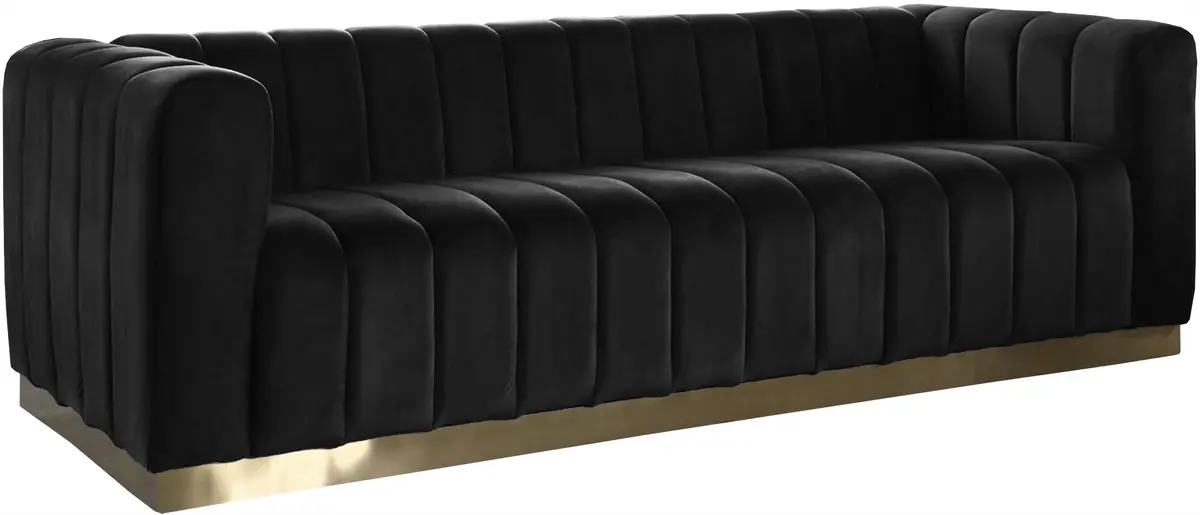 Marlon Black Velvet Sofa 1