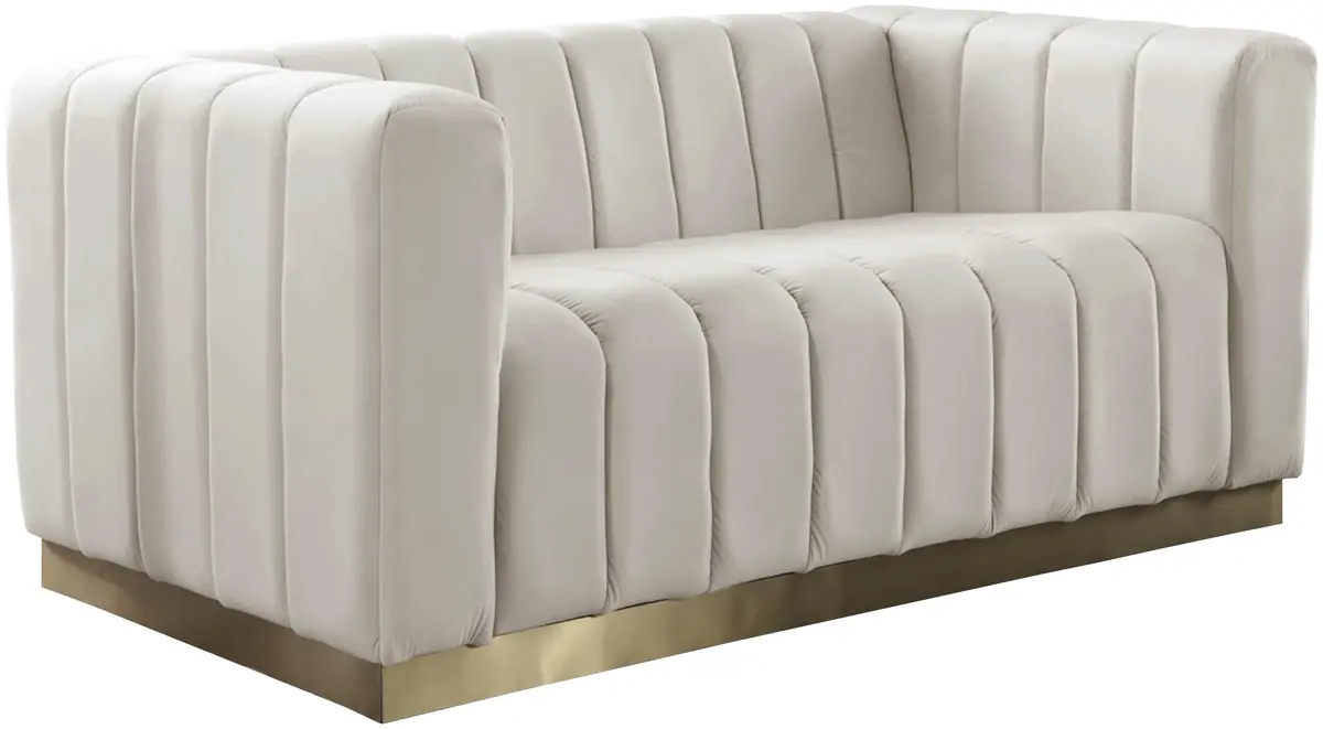 Marlon Cream Velvet Loveseat 1