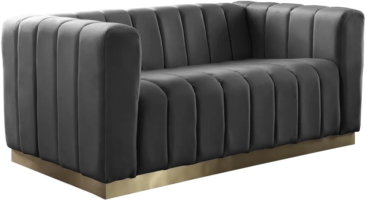 Marlon Grey Velvet Loveseat 1