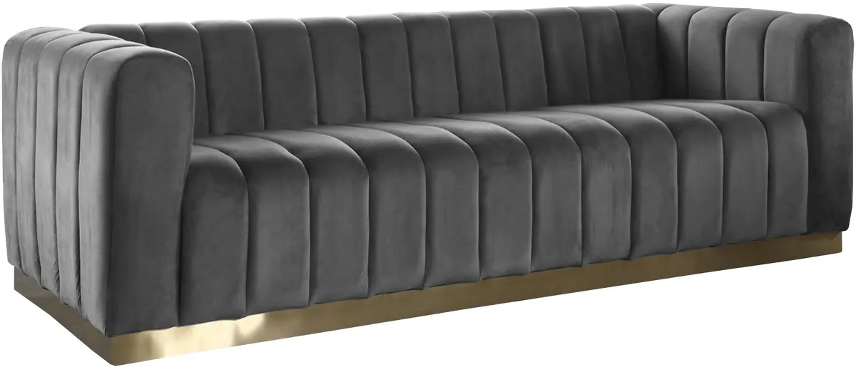 Marlon Grey Velvet Sofa 1