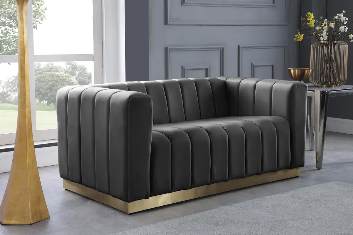 Marlon Grey Velvet Loveseat 2