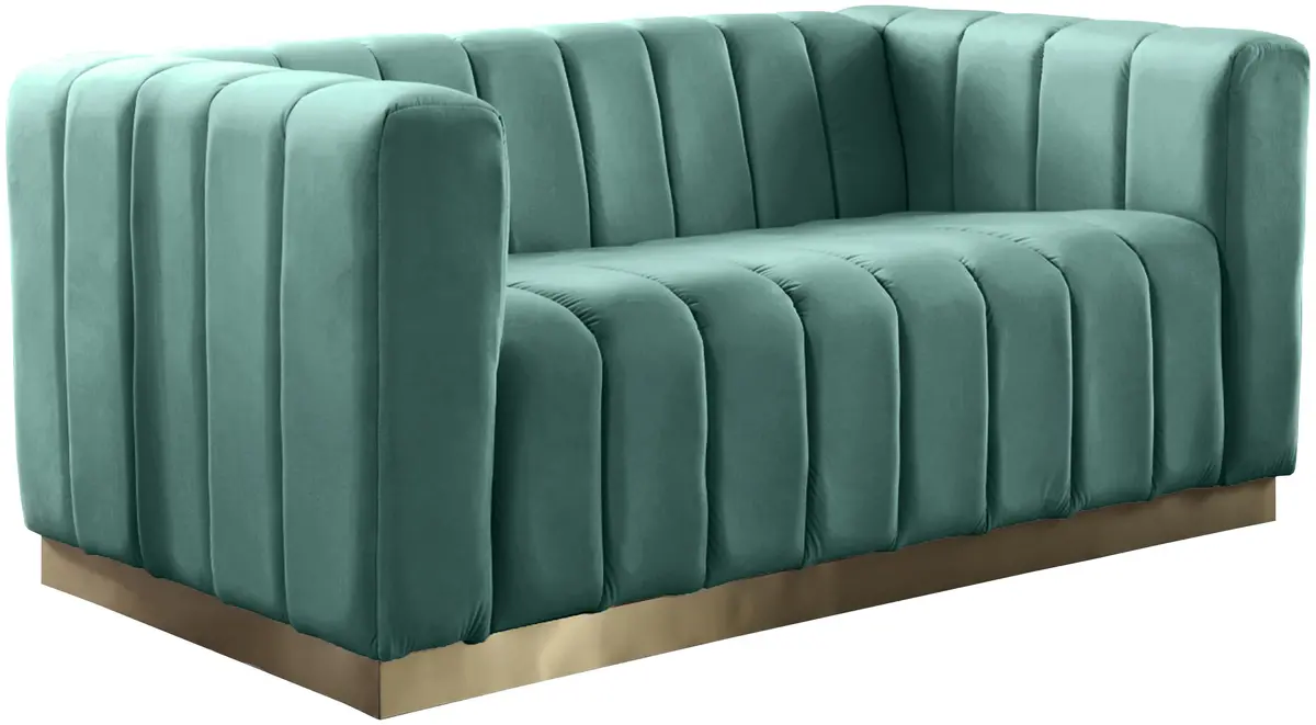Marlon Mint Velvet Loveseat 1